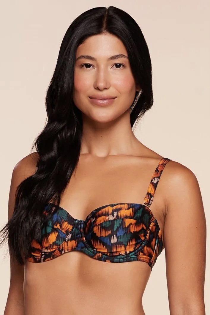 Top Meia Taça Estampado Diamantina - Água Doce - Laranja_Estampado