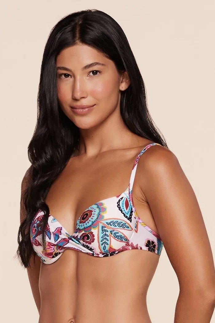 Top Meia Taça Estampado Lírio - Água Doce