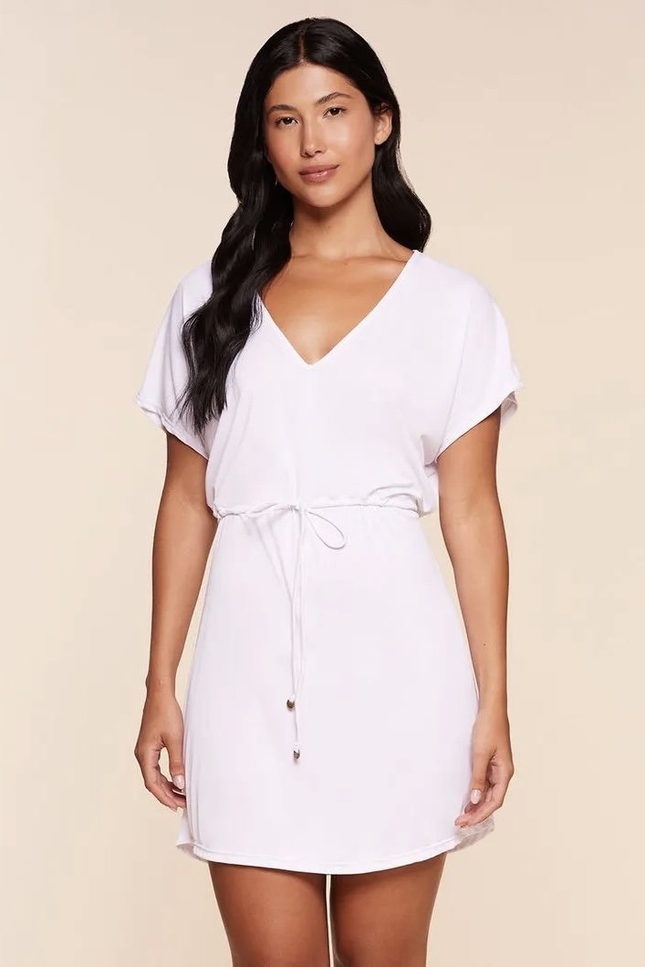 Vestido Curto Lisos Saídas - Água Doce - Branco