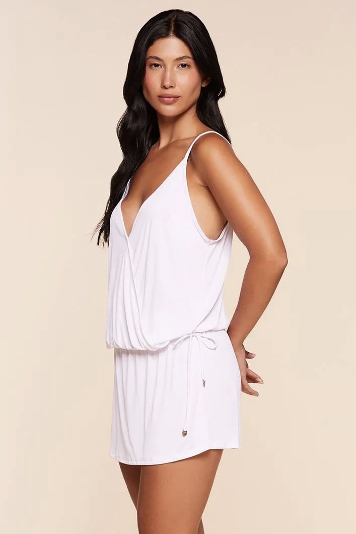 Vestido Curto Transpassado Lisos Saídas - Água Doce