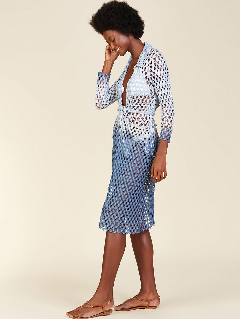 Vestido Liso Tela Midi - Cia Marítima
