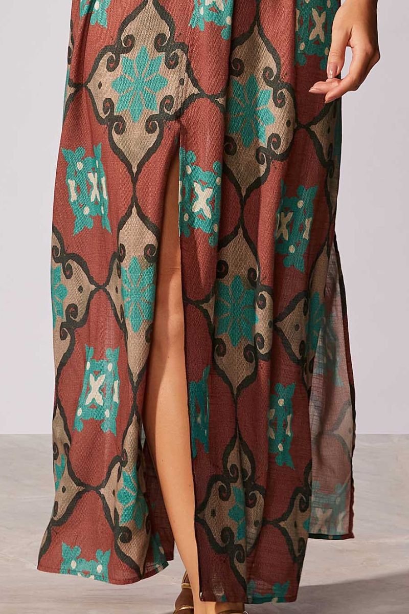 Vestido Longo Estampado Nice - Cia Marítima