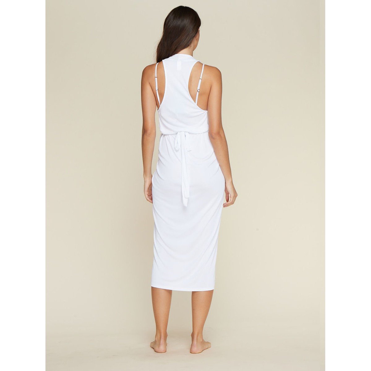 Vestido Midi Com Amarração Lisos Saídas - Cia Marítima