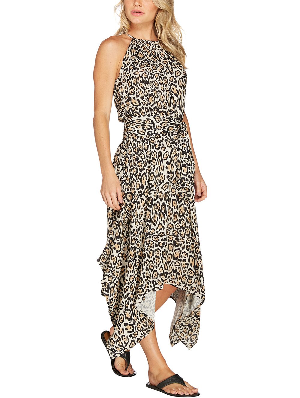 Vestido Midi Evasê Vermont Life Print Onça - Cia Marítima