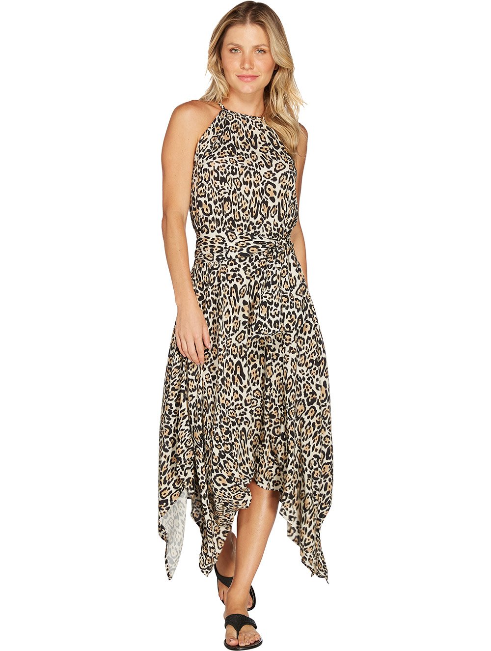 Vestido Midi Evasê Vermont Life Print Onça - Cia Marítima