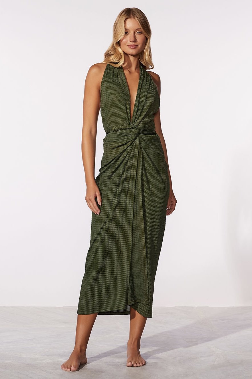 Vestido Midi Olive - Cia Marítima - Verde_Militar