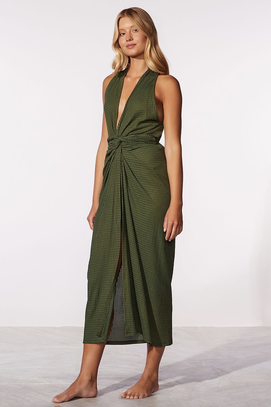 Vestido Midi Olive - Cia Marítima